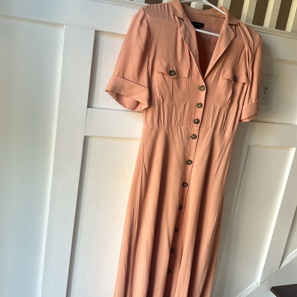 J.Crew Reimagined Dress, Button Dress, Women’s Size 4 Dress, Pink Peach J.Crew - Picture 6 of 12